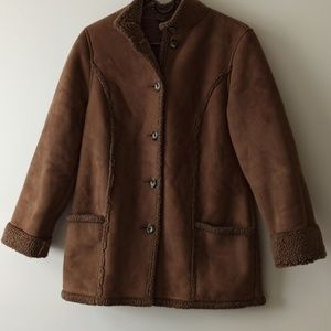 LL BEAN FAUX SUEDE SHERPA LINED coat size xs